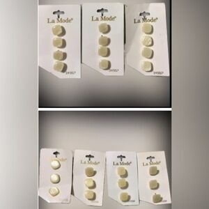 NEW on Card La Mode Vintage Shank Pearly Buttons Pearly Cream 5/8” 1/2” Square